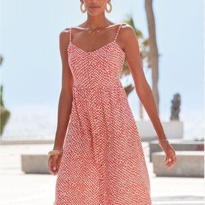 Chic Red Polka Dot Midi Dress